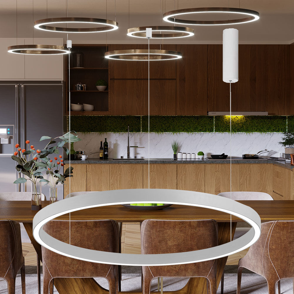 Luminária de Teto Braytron Lina Pendente Redonda 35W Branca 3IN1 | Iluminação Regulável