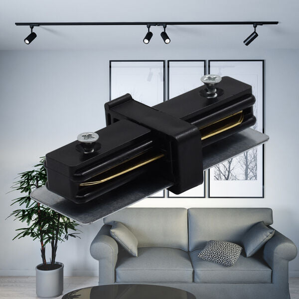 Conector Intermediário Braytron 2WRS Preto para Sistema de Trilho de Iluminação LED