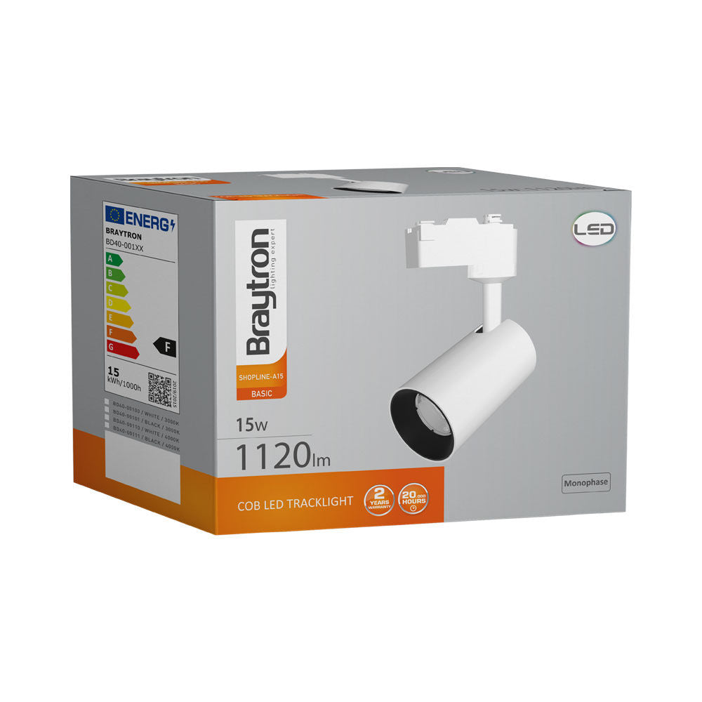 BRAYTRON Spot LED de Trilho BRY-SHOPLINE 15W 4000K | Iluminação com Driver Isolado