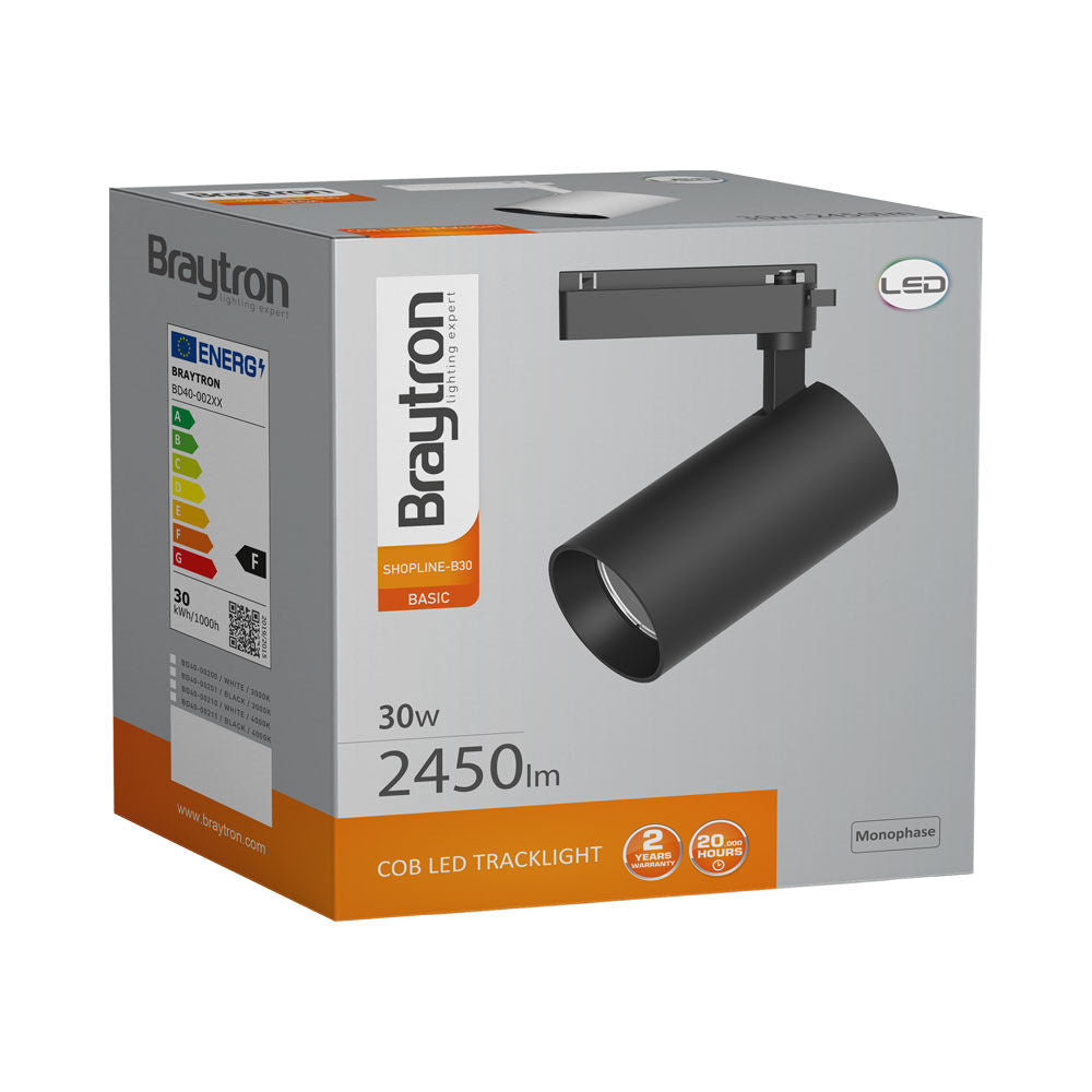 BRAYTRON Spot de Trilho LED BRY-SHOPLINE 30W 4000K Preto | Iluminação com Driver Isolado