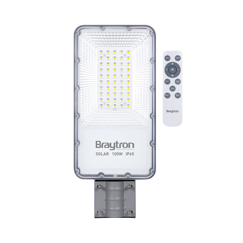 Luminária Solar Braytron ST02 100W | Iluminação Pública LED Solar 6500K IP65
