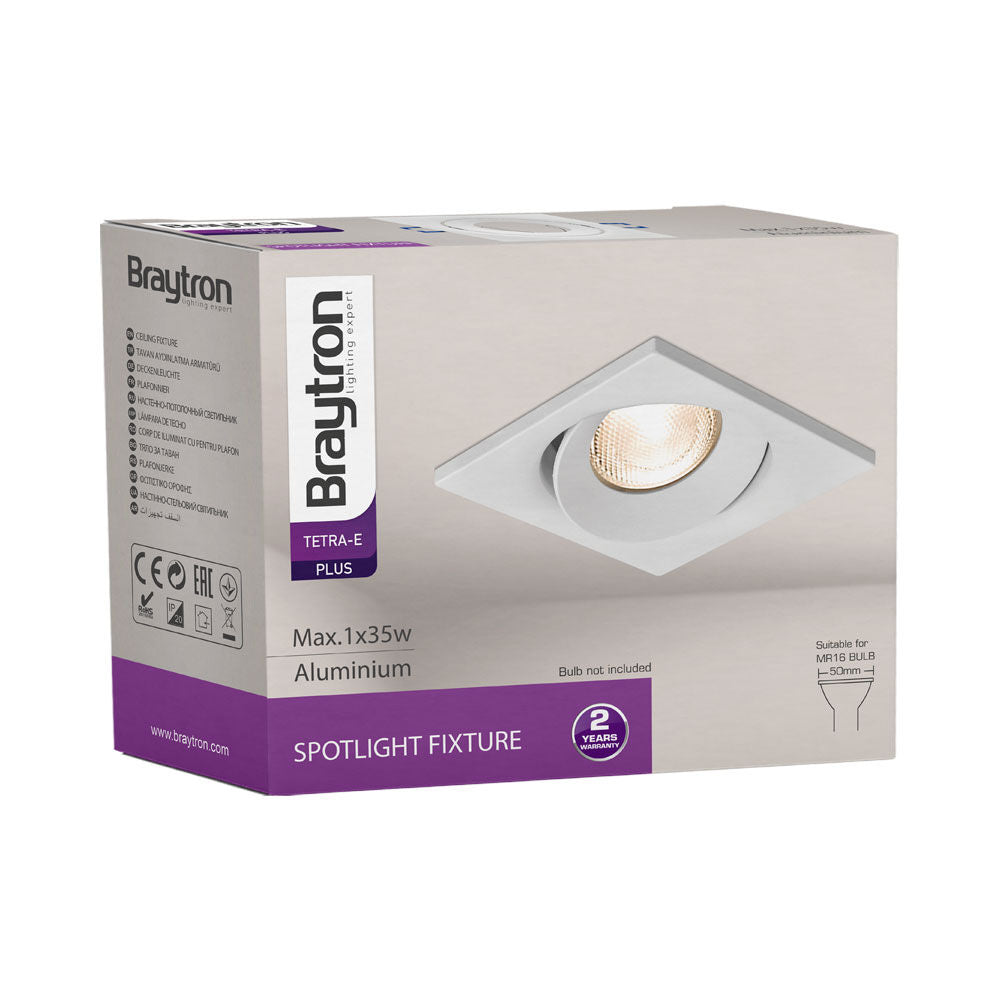 Spot LED Braytron Tetra Quadrado Branco | Iluminação Direcionada