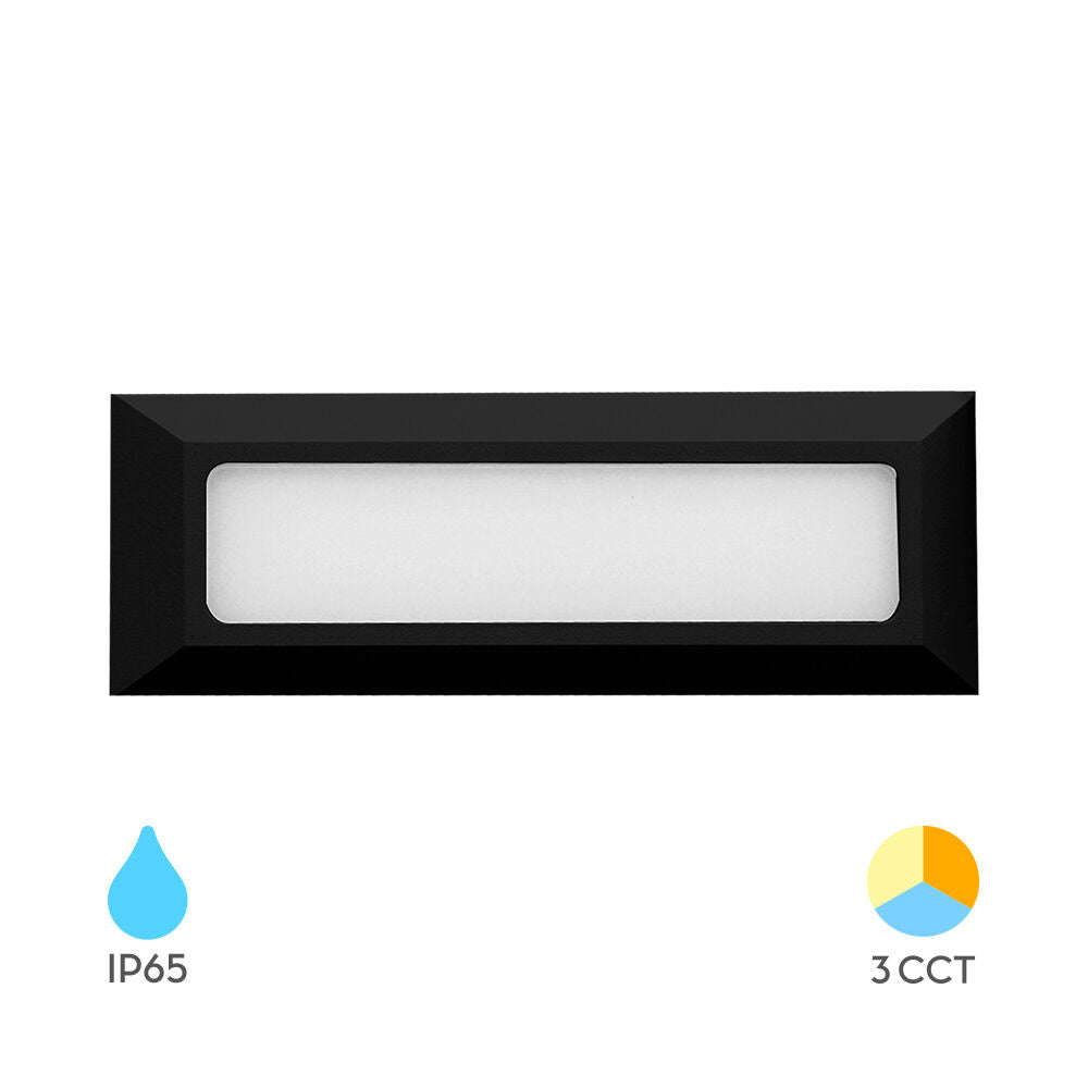 Luminária de Parede Braytron Vekta 5W Retangular Preta 3em1 IP65 | Iluminação Externa