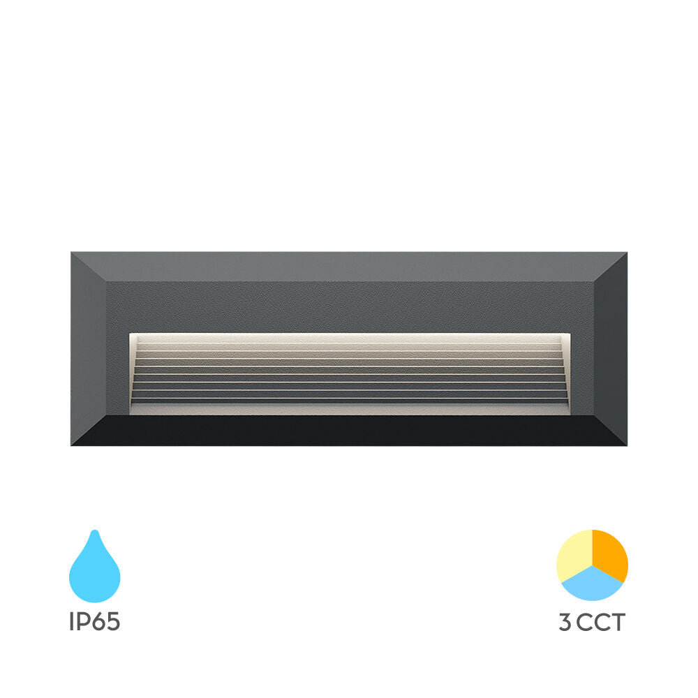 Luminária de Parede Braytron Vekta 5W Retangular Cinza 3em1 IP65 | Iluminação Externa