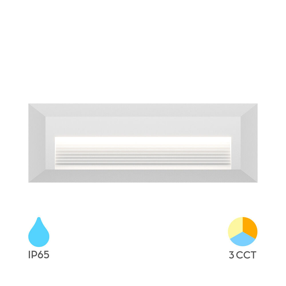 Luminária de Parede Braytron Vekta 5W Retangular Branca 3em1 IP65 | Iluminação Externa