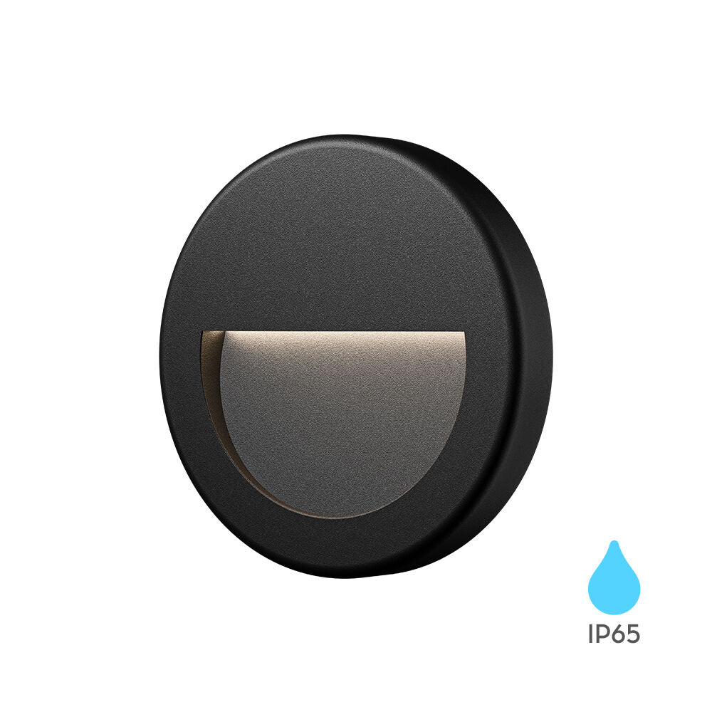 Luminária de Parede Braytron Vekta 3W Redonda Preta 4000K IP65 | Iluminação Externa