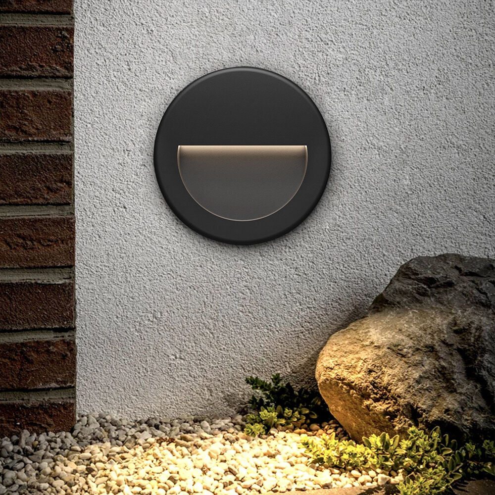 Luminária de Parede Braytron Vekta 3W Redonda Preta 4000K IP65 | Iluminação Externa