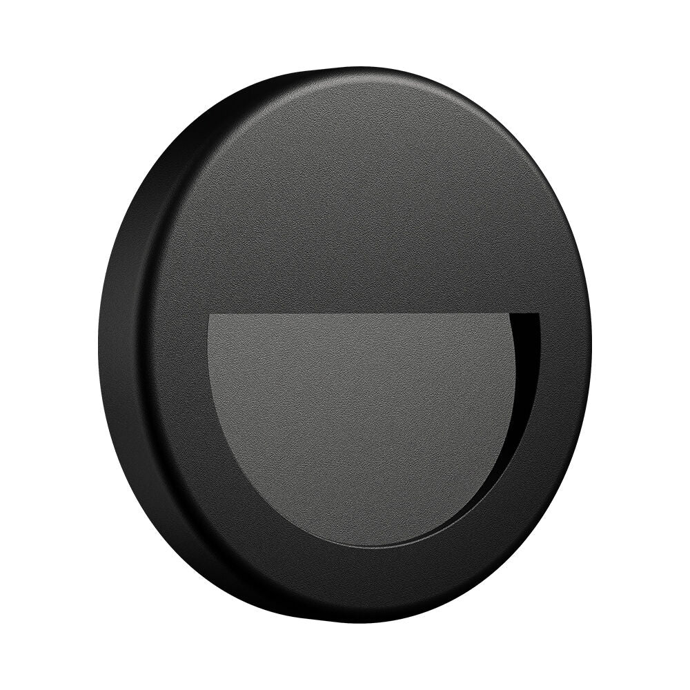 Luminária de Parede Braytron Vekta 3W Redonda Preta 4000K IP65 | Iluminação Externa