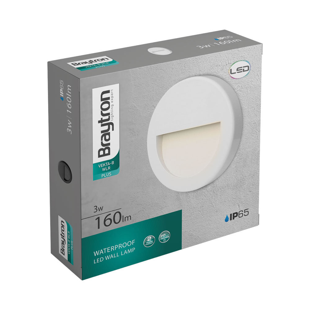 Luminária de Parede Braytron Vekta 3W Redonda Preta 4000K IP65 | Iluminação Externa