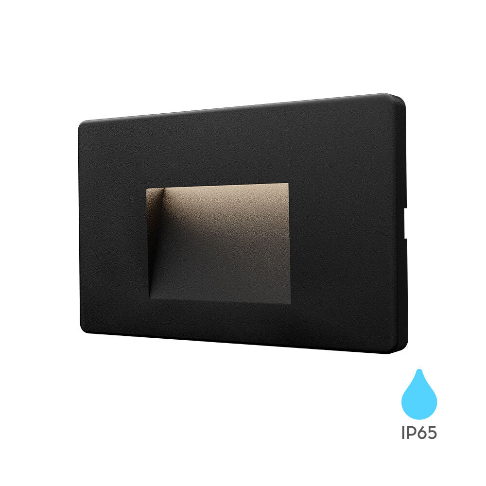 Luminária de Parede Braytron Vekta 3W Quadrada Preta 4000K IP65 | Iluminação Externa