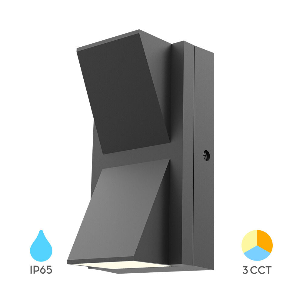 Luminária de Parede Braytron Vekta 2x6W Quadrada Cinza 3em1 IP65 | Iluminação Externa