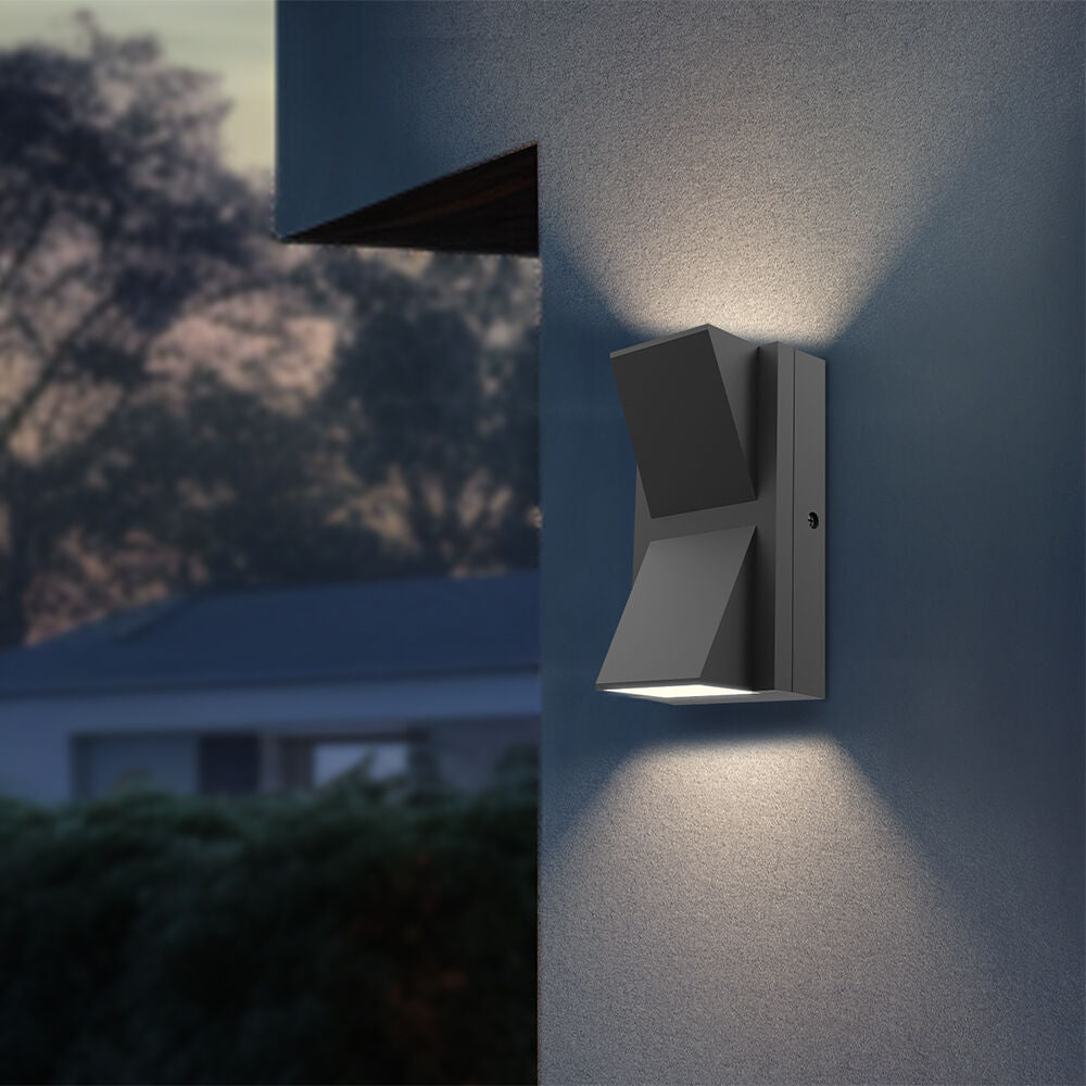 Luminária de Parede Braytron Vekta 2x6W Quadrada Cinza 3em1 IP65 | Iluminação Externa