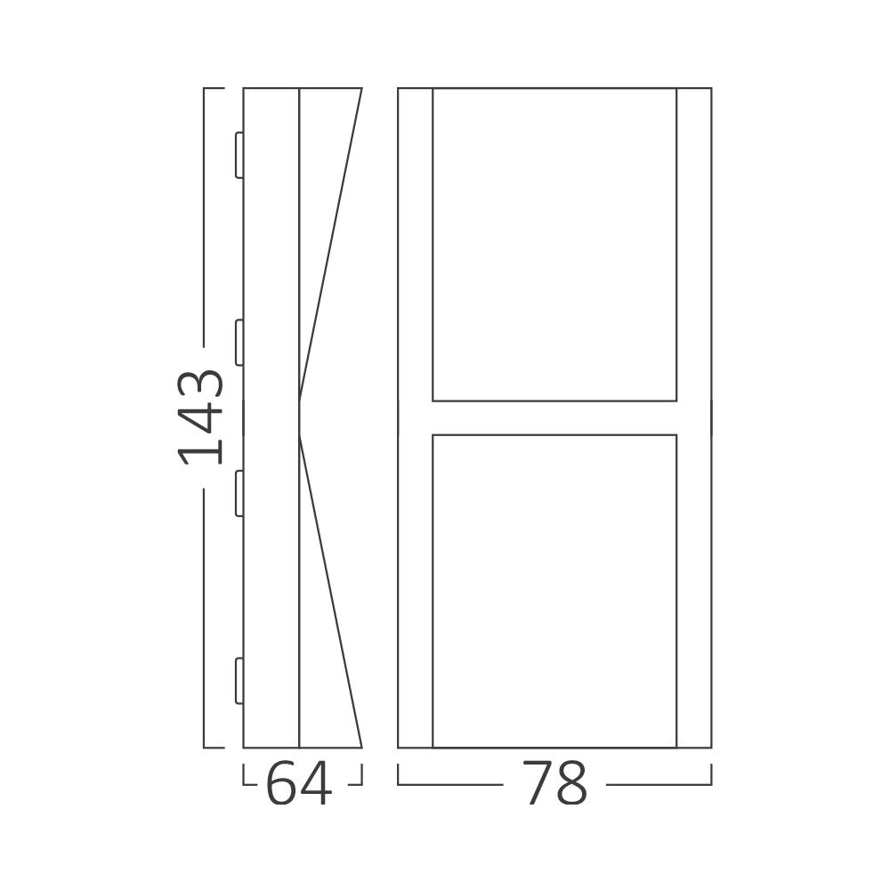 Luminária de Parede Braytron Vekta 2x6W Quadrada Cinza 3em1 IP65 | Iluminação Externa
