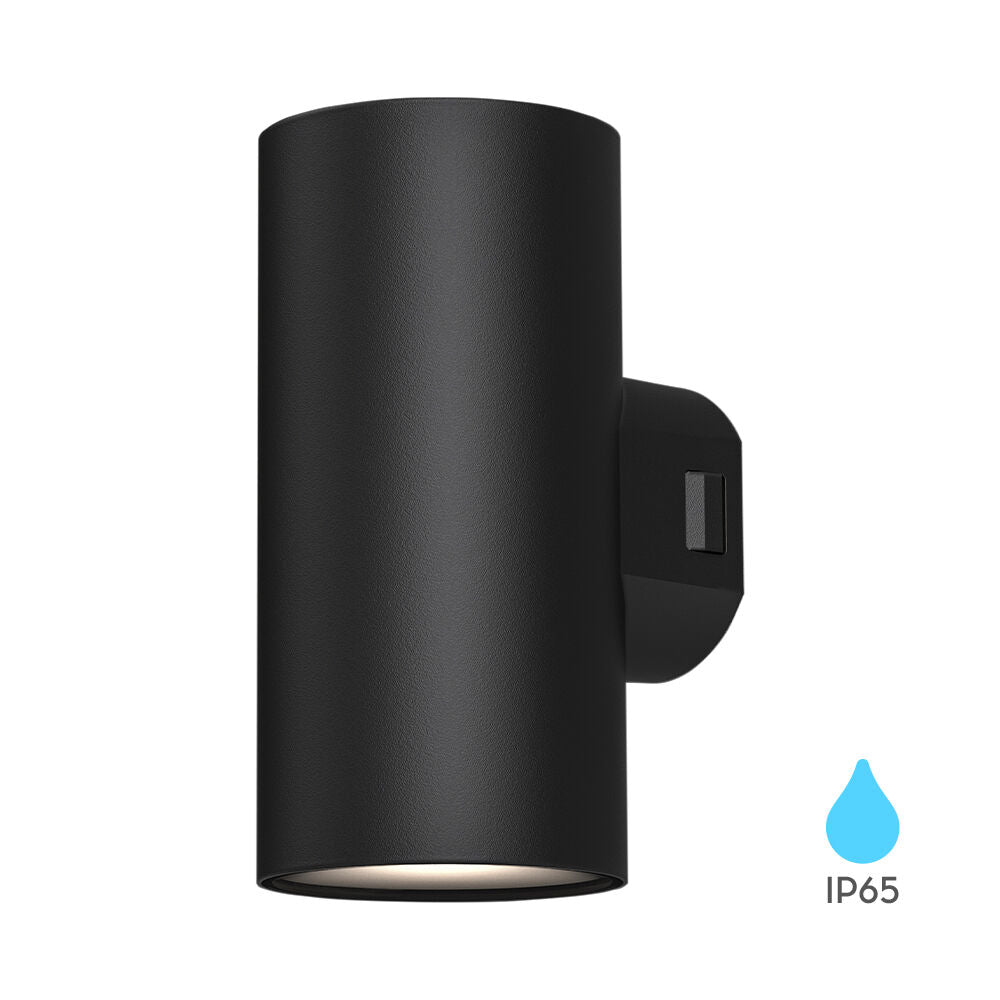 Luminária de Parede Braytron Vekta 2x9W Redonda Preta 1440lm 3000K IP65 | Iluminação Externa