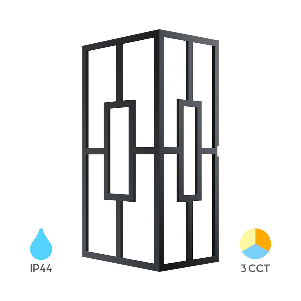 Luminária de Parede Braytron Veneto 10W Reta Preto 3em1 IP44 | Iluminação Externa