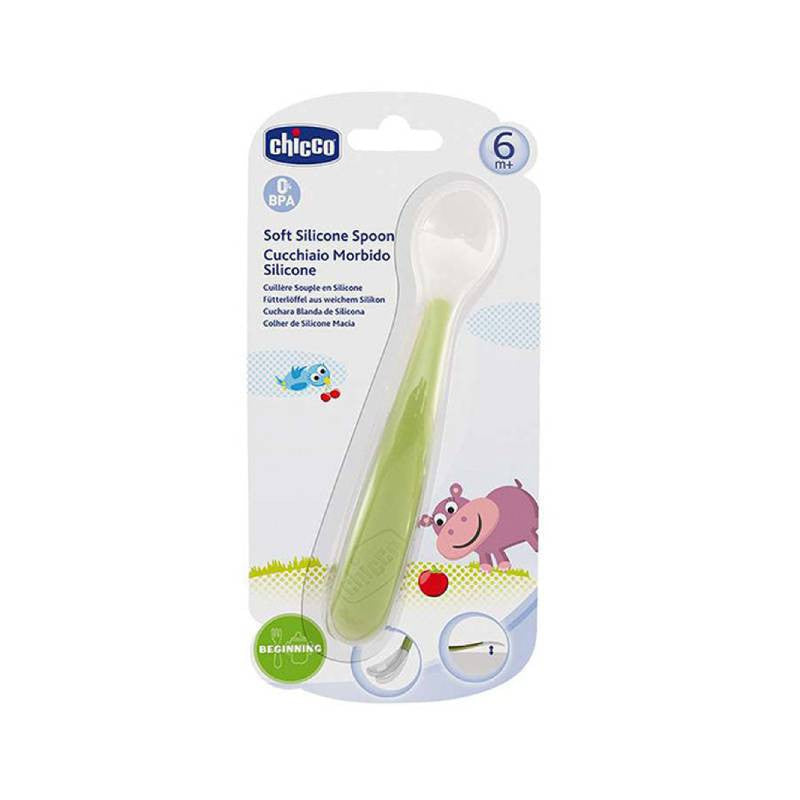 CHICCO COLHER SILICONE VERDE SOFT 6M+