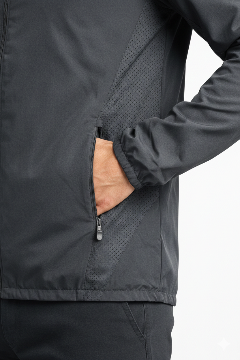 CASACO DE POS TREINO PRETO FORWARD COM CAPUCHINHO-M