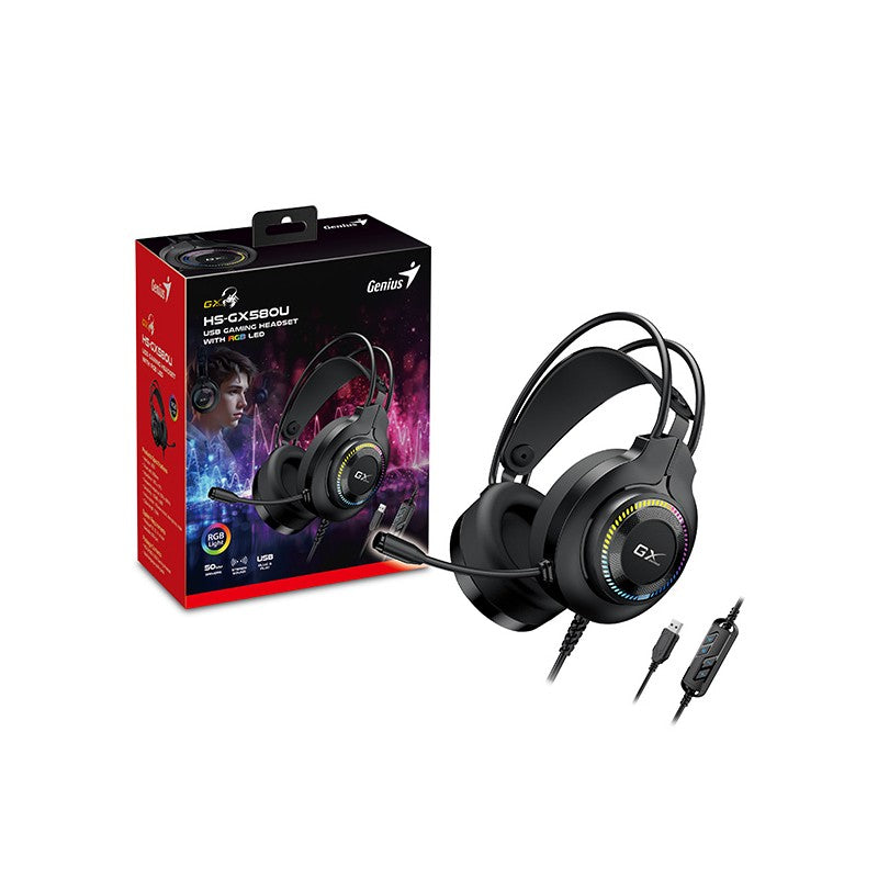 HS GENIUS HS-GX580U USB RGB LED C/MIC PRETO