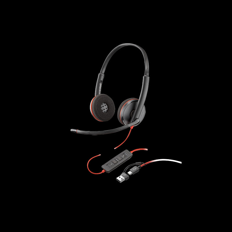 HS POLY BW C3220 STEREO USB-C + ADAPTADOR USB-C/A