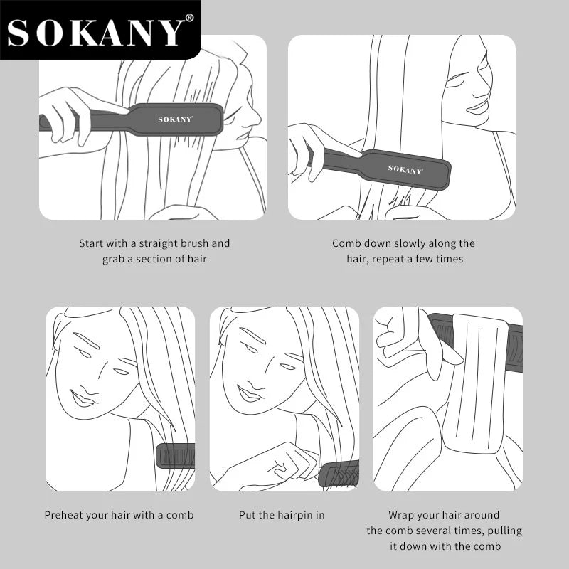 Alisador de cabelo SOKANY SK-1008 Aquecimento variável de 5 temperaturas, aquecimento de 2 minutos, seguro contra superaquecimento