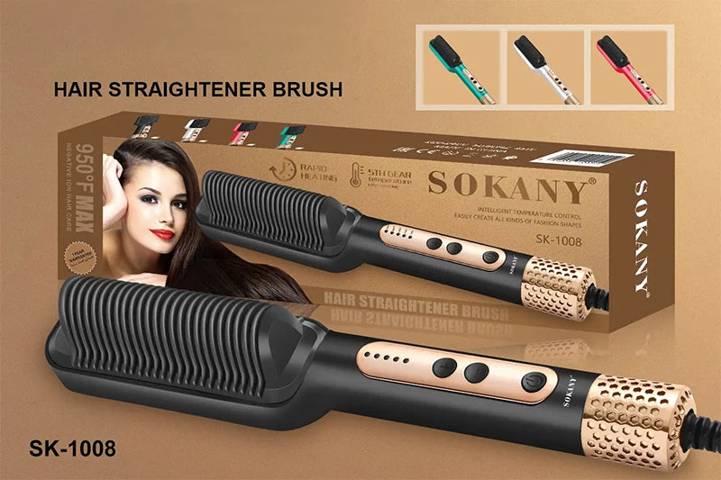 Alisador de cabelo SOKANY SK-1008 Aquecimento variável de 5 temperaturas, aquecimento de 2 minutos, seguro contra superaquecimento