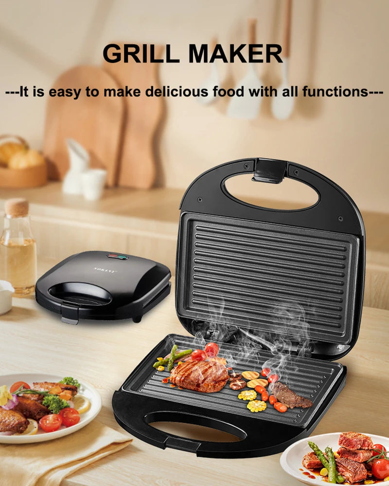Sokany SK-08110 800W Grill Maker com revestimento antiaderente e corpo plástico resistente ao calor