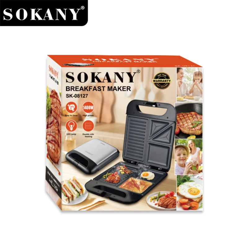 Sokany SK-08127 — Sanduicheira 4 Fatiados 1400 W