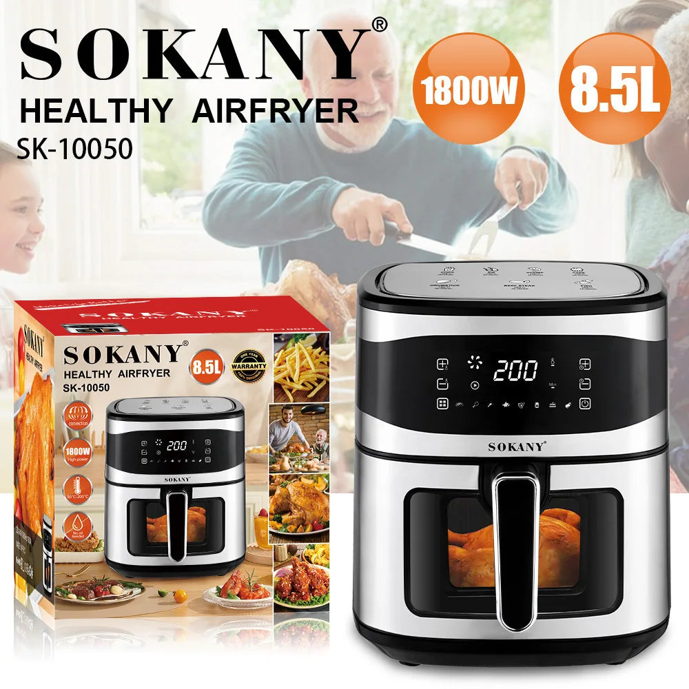 Fritadeira de ar SOKANY SK-10050 com temperatura ajustável e proteção contra superaquecimento