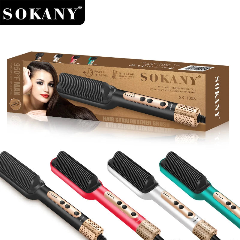 Alisador de cabelo SOKANY SK-1008 Aquecimento variável de 5 temperaturas, aquecimento de 2 minutos, seguro contra superaquecimento