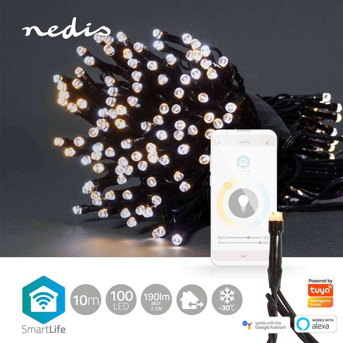 Luzes Decorativas Nedis WI-FI Quente/Frio 100 Leds 10m