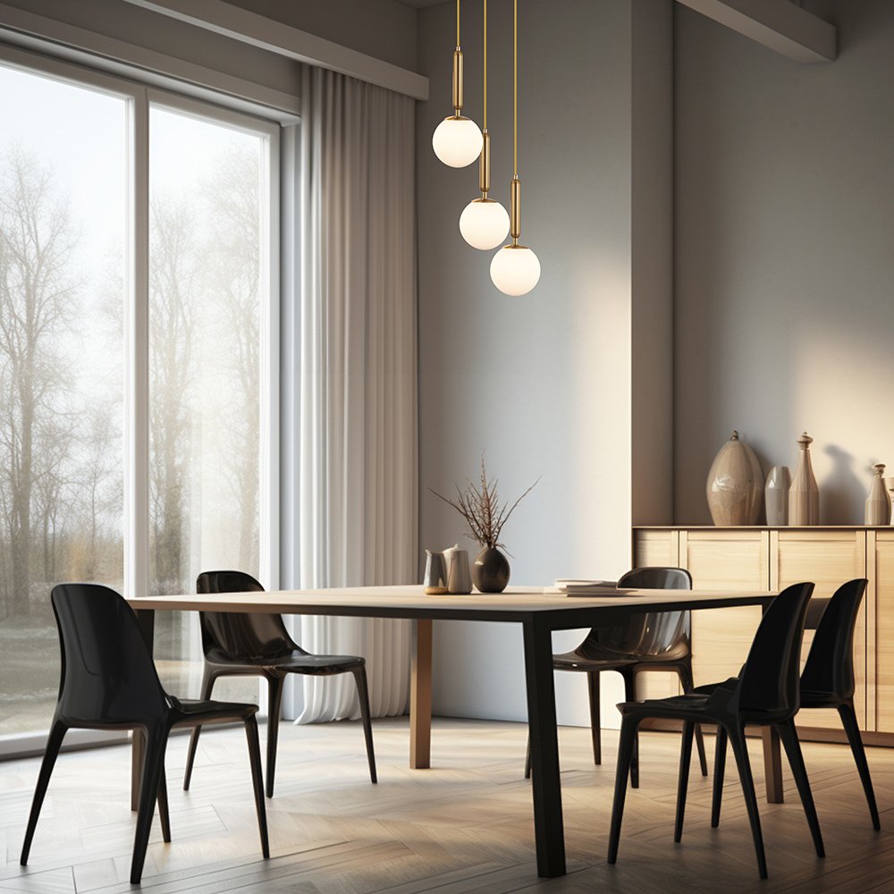 Suspensão 3 lâmpadas G9 BV01-00061 Braytron  - Luminária de Teto Braytron BRY-S006R-3H 3xG9 OPL GLD PENDANT LIGHT