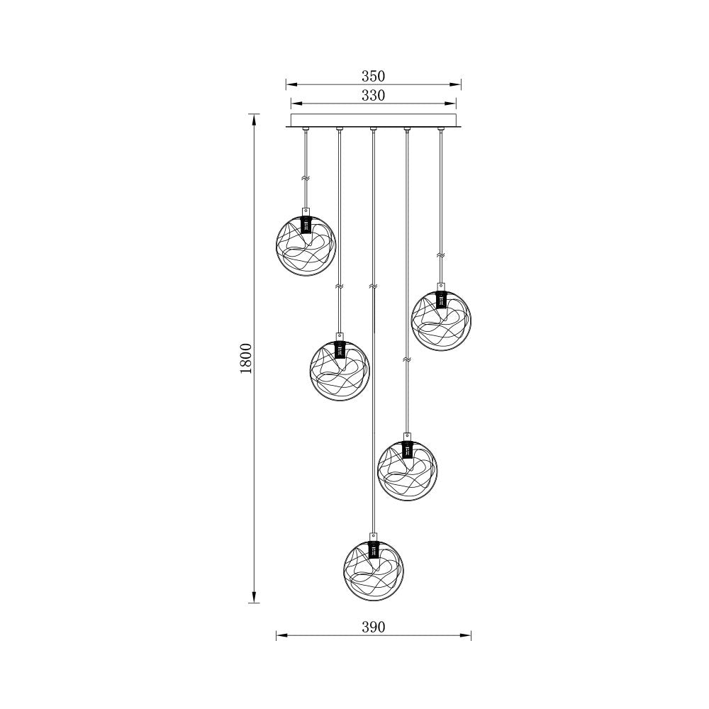 Luminária de Teto Braytron BRY-S002R-5H 5xG9 GLD PENDANT LIGHT