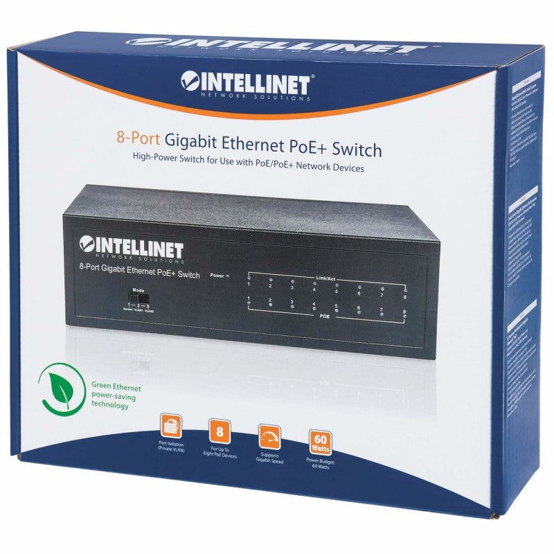 SWITCH 8 Intellinet 10/100 Gigabit Ethernet PoE+Switch