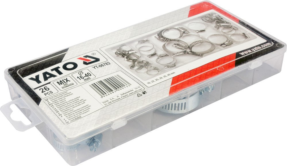 CAIXA DE ABRACADEIRA DE MANGUEIRA DE 26 PCS (16,22,25,28,35,40) MM