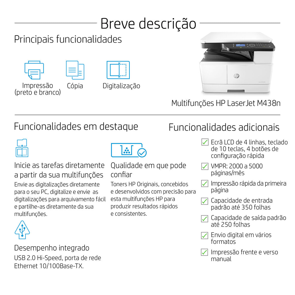 FOTOCOP. HP MFP MONO A3 M438n (22PPM)