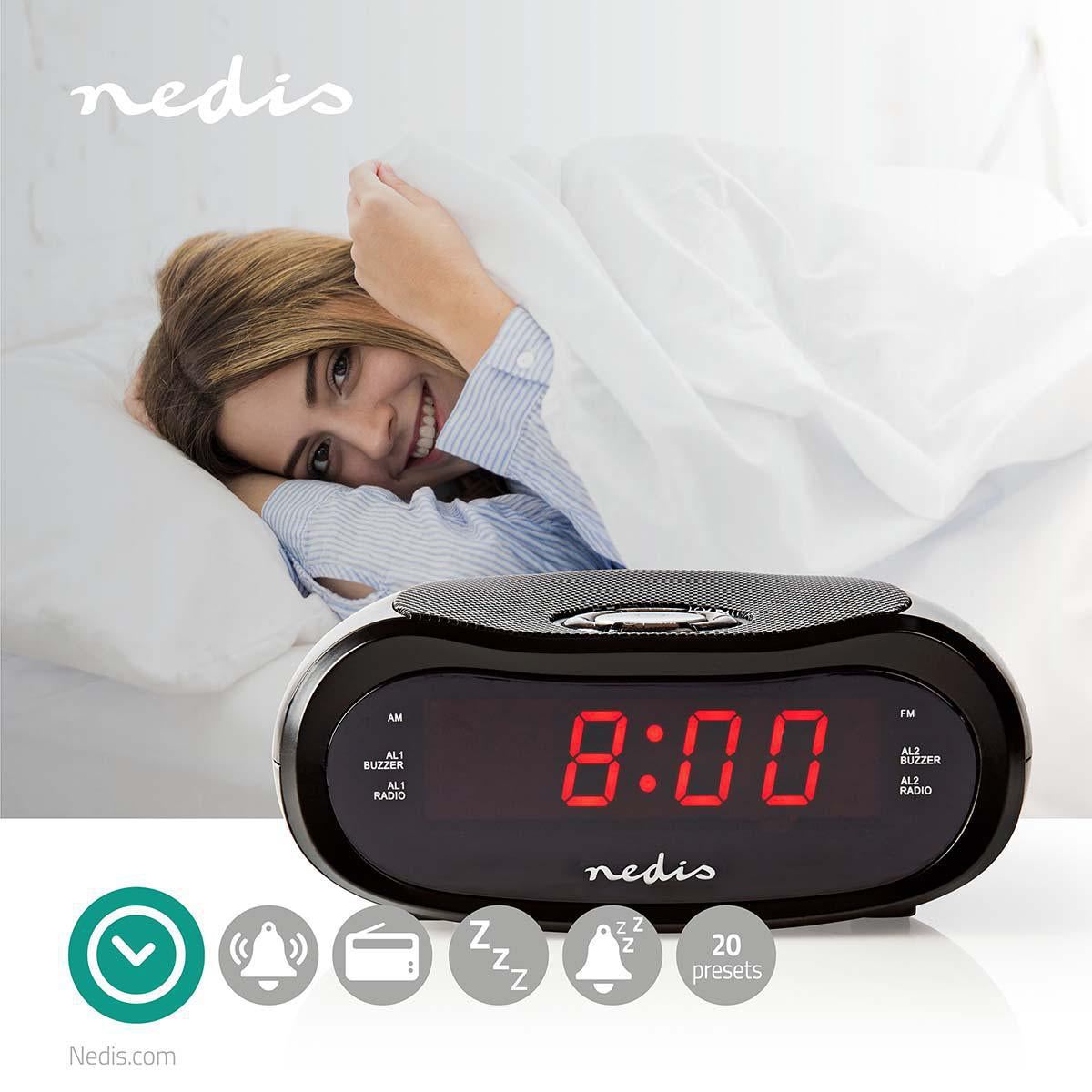 Rádio despertador digital CLAR001BK