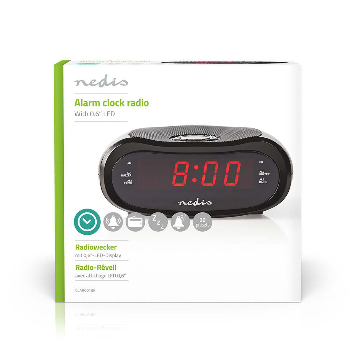 Rádio despertador digital CLAR001BK