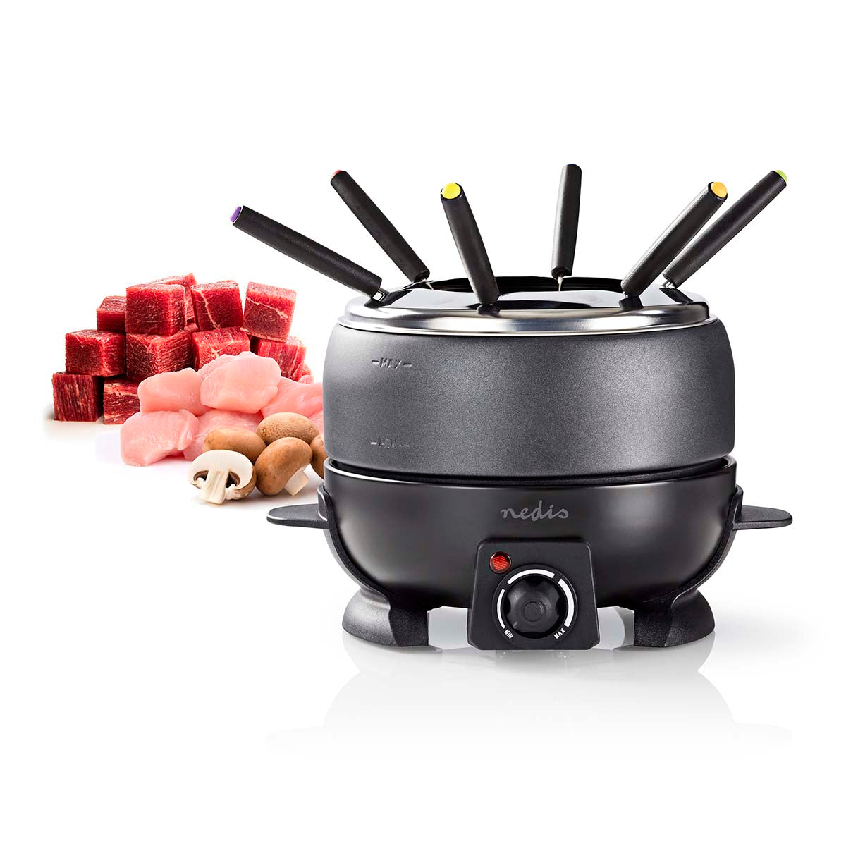 Aparelho de fondue - Fondue Nedis 6 pessoas FCFO110EBK6| 2,3 L | Controle de temperatura
