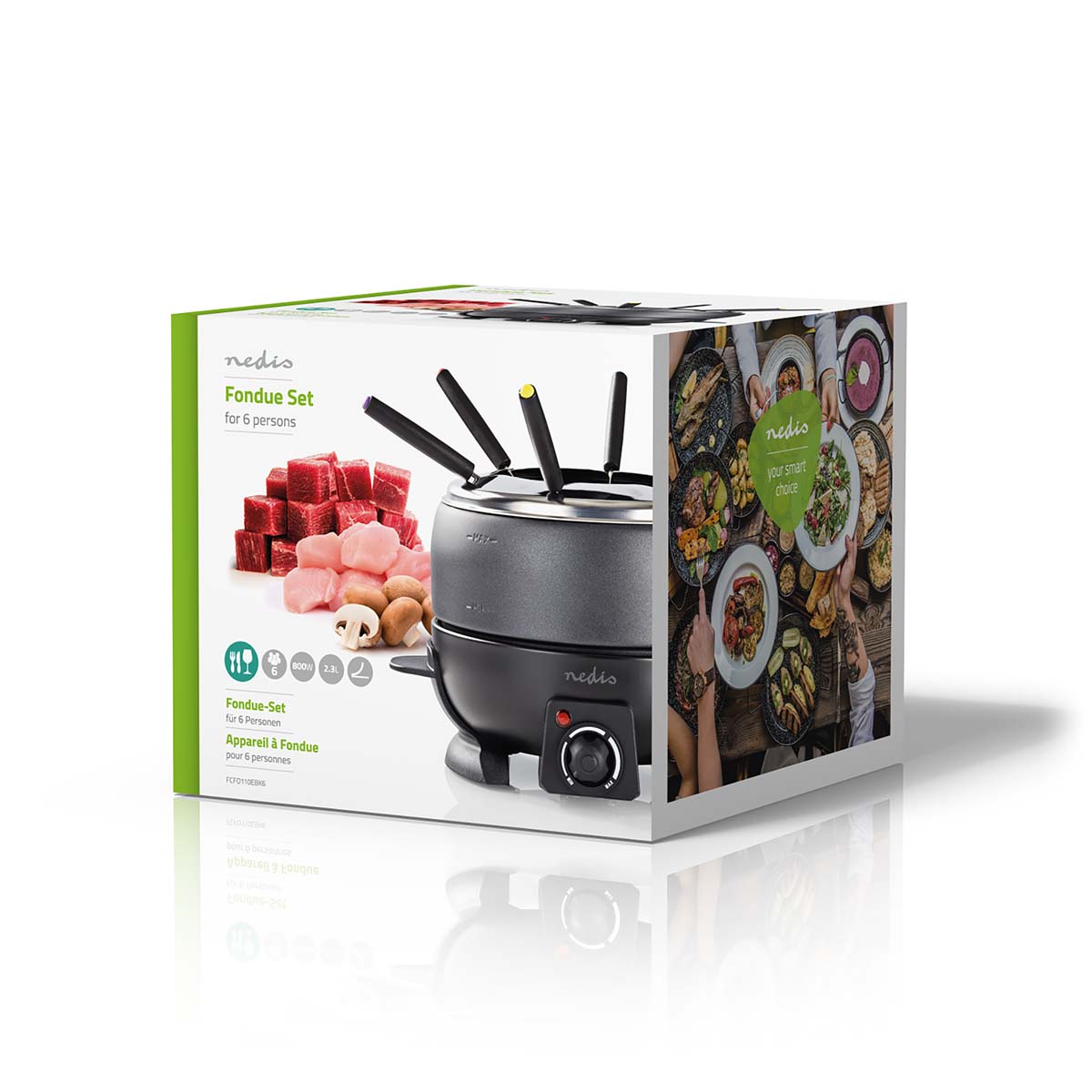 Aparelho de fondue - Fondue Nedis 6 pessoas FCFO110EBK6| 2,3 L | Controle de temperatura
