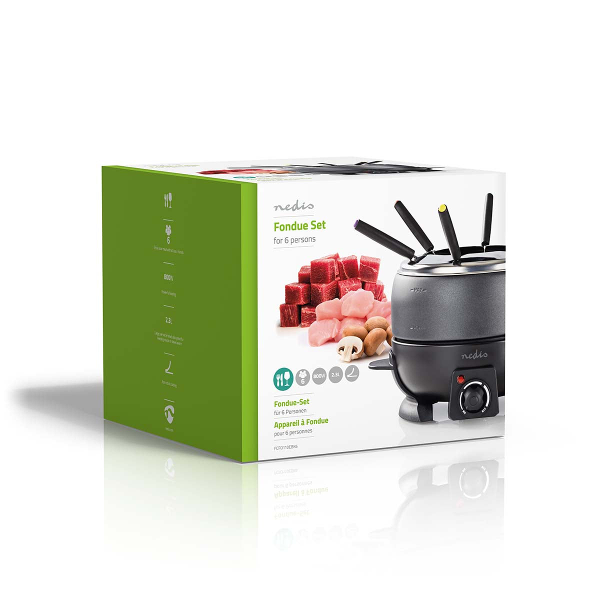 Aparelho de fondue - Fondue Nedis 6 pessoas FCFO110EBK6| 2,3 L | Controle de temperatura