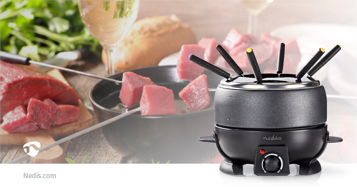 Aparelho de fondue - Fondue Nedis 6 pessoas FCFO110EBK6| 2,3 L | Controle de temperatura