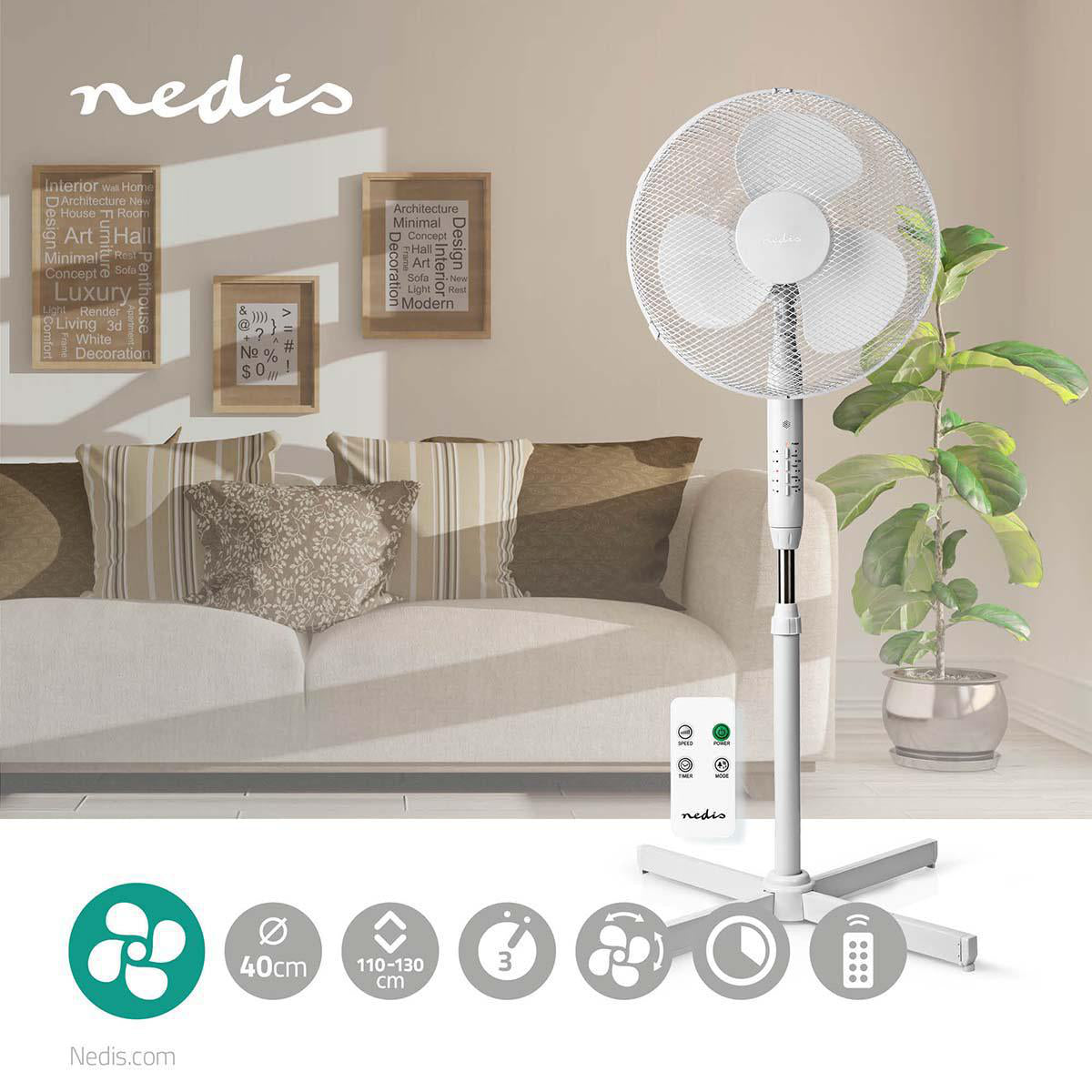 Ventilador de pé 400 mm | 3 velocidades de | Branco FNST15CWT40