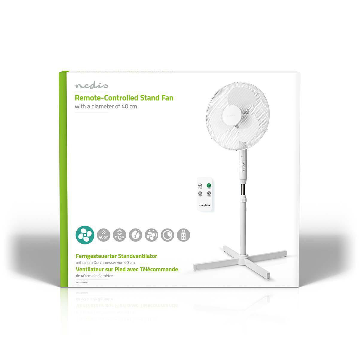 Ventilador de pé 400 mm | 3 velocidades de | Branco FNST15CWT40