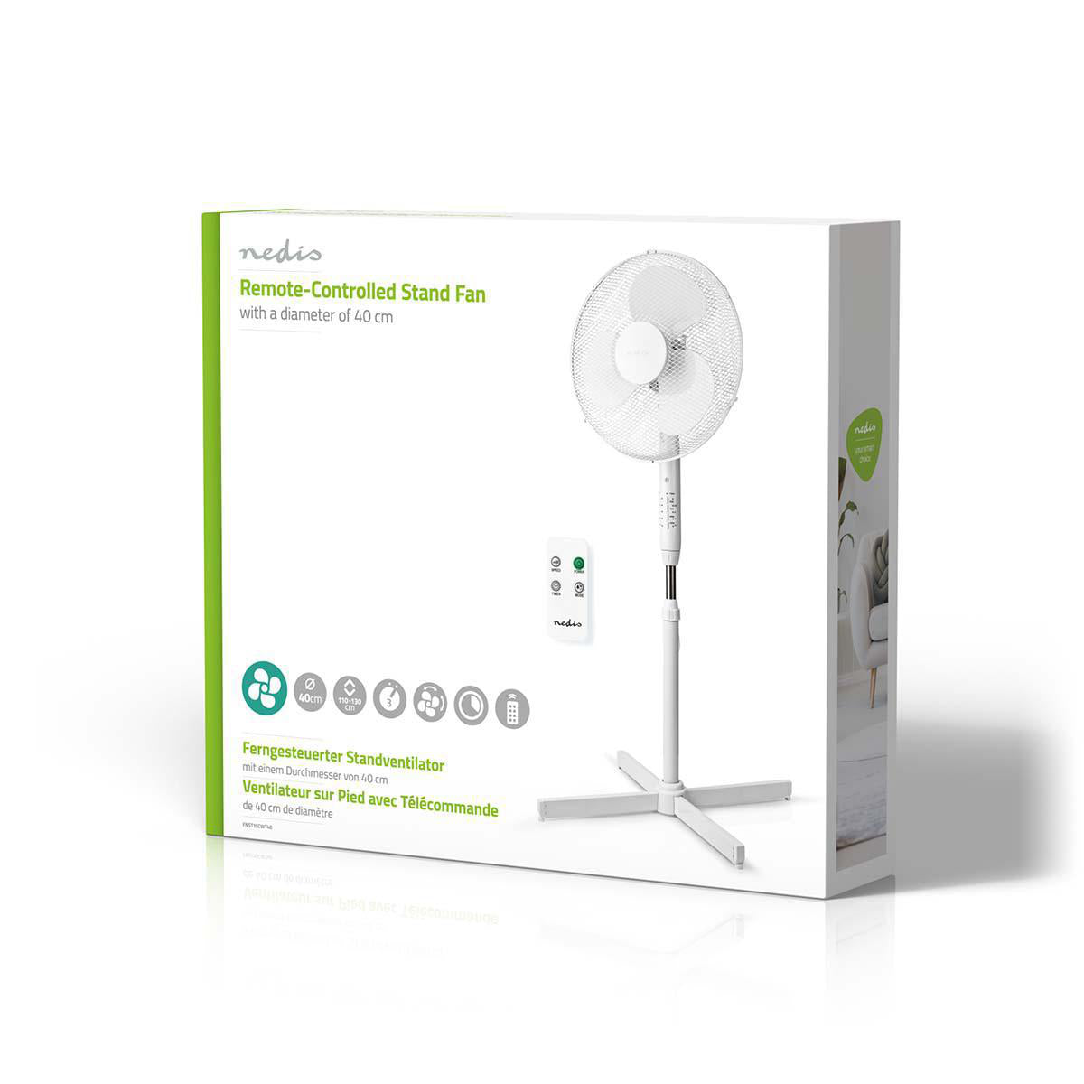 Ventilador de pé 400 mm | 3 velocidades de | Branco FNST15CWT40