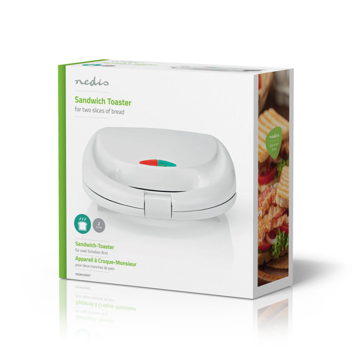 Sanduicheira - Tostadeira | 800 W | 20,5 x 12 cm | Plástico KASM100WT