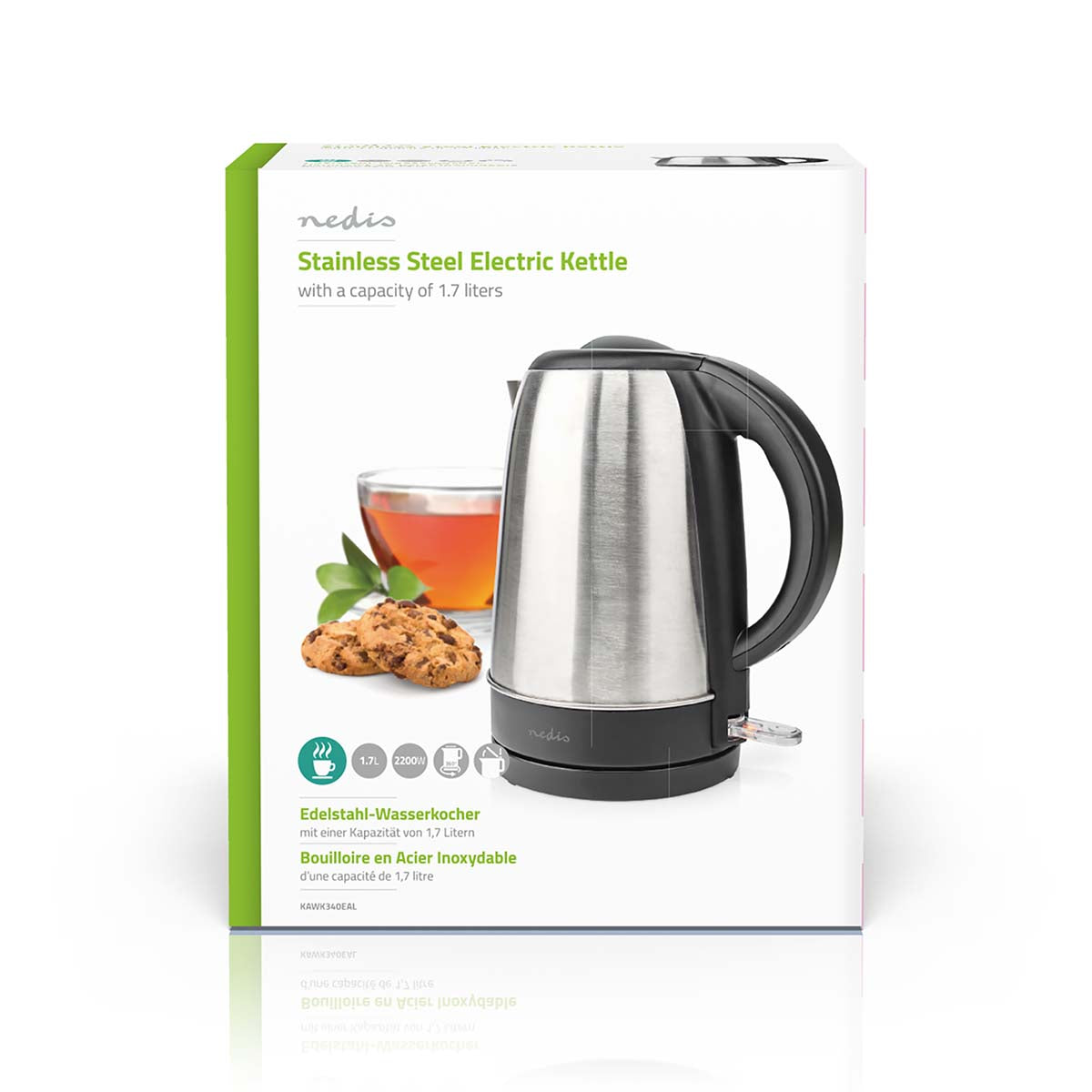 Chaleira Elétrica Nedis 1,7Lts 360 Alumínio KAWK340EAL