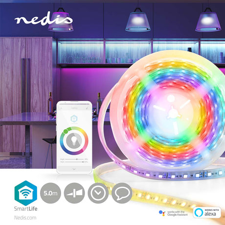 FITA LED 5M NEDIS WIFILS51CRGB – ILUMINAÇÃO RGB INTELIGENTE COM CONEXÃO WIFI PARA SEU AMBIENTE