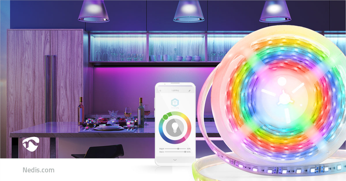 FITA LED 5M NEDIS WIFILS51CRGB – ILUMINAÇÃO RGB INTELIGENTE COM CONEXÃO WIFI PARA SEU AMBIENTE