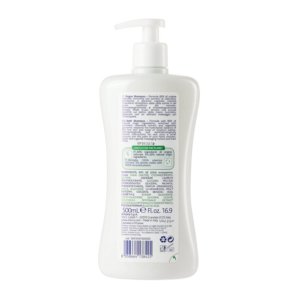 CHICCO SHAMPOO S/LAGRIMAS 500ML 0M+