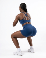 CONJUNTO COLAN CURTO + TOP FITNESS FUSION FEMININO AZUL S